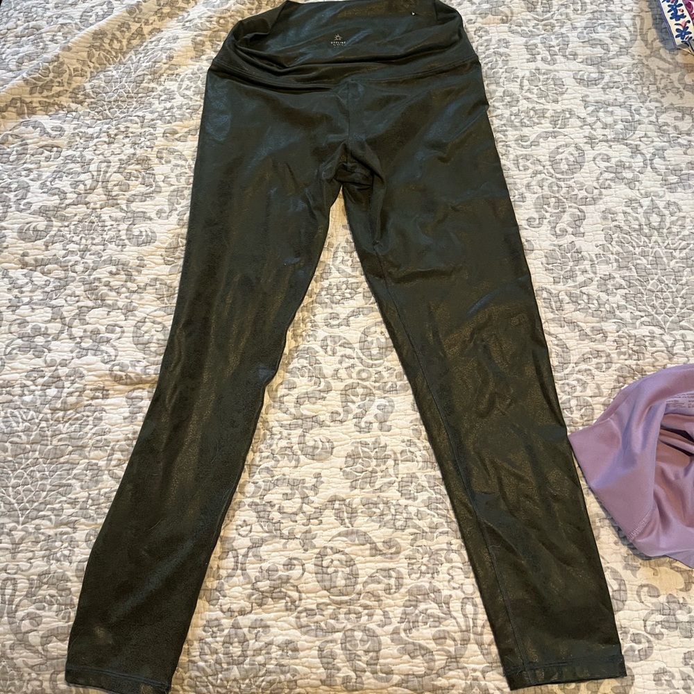 Metallic green leggings
